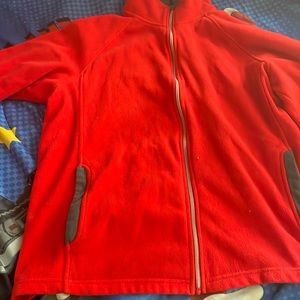 Red zip up sweatshirt